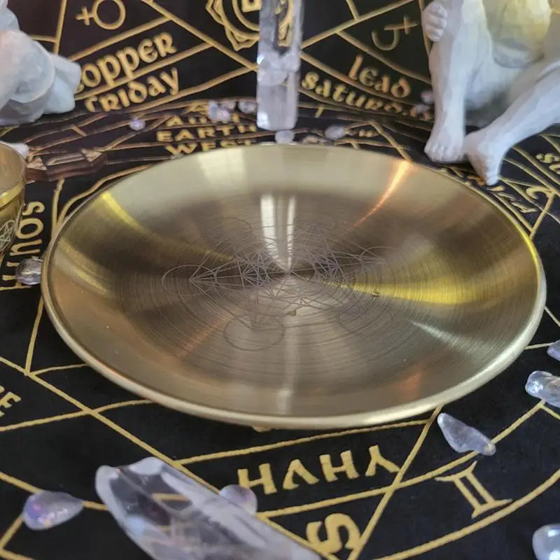 Golden Altar Plate – Candle Holder & Divination Tray