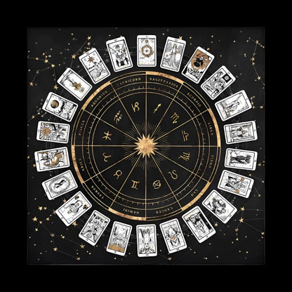 Zodiac Astrology Tarot Tablecloth – Witchy Altar Cloth for Readings