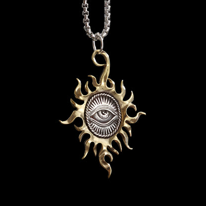 Sun Eye of God Pendant Necklace - All Seeing Eye Amulet