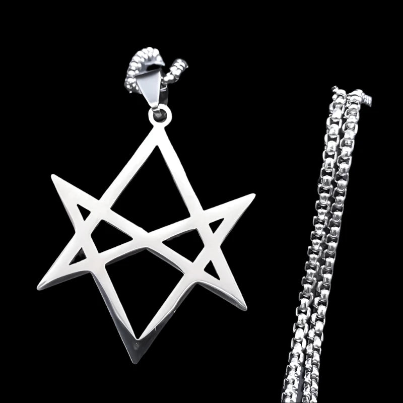 Unicursal Hexagram Necklace - Stainless Steel Occult Pendant