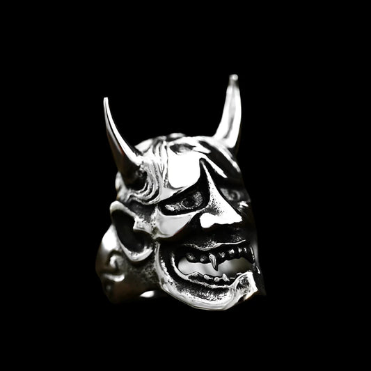 Gothic Japanese Prajna Mask Ring – Dark Spirit Collection