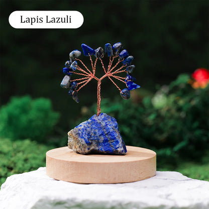 Mystical Crystal Gemstone Lucky Tree – Raw Stone Base (5.5-7cm)