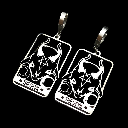 "The Devil" Goat Pentacle Drop Earrings – Stainless Steel Witchy Jewelry