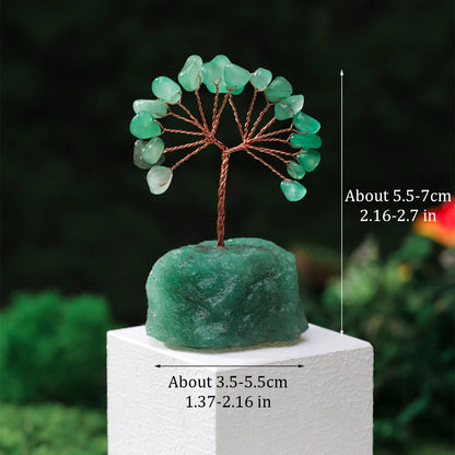 Mystical Crystal Gemstone Lucky Tree – Raw Stone Base (5.5-7cm)