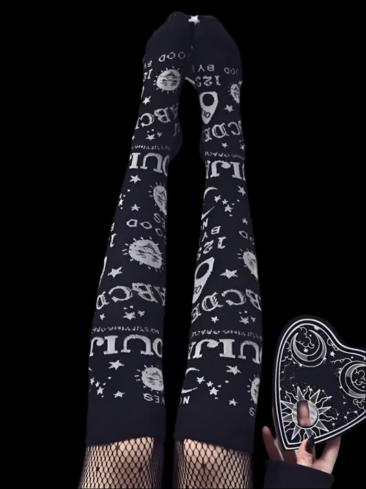 Dark Magic Star & Moon Printed Socks – Mystical Comfort for Every Step