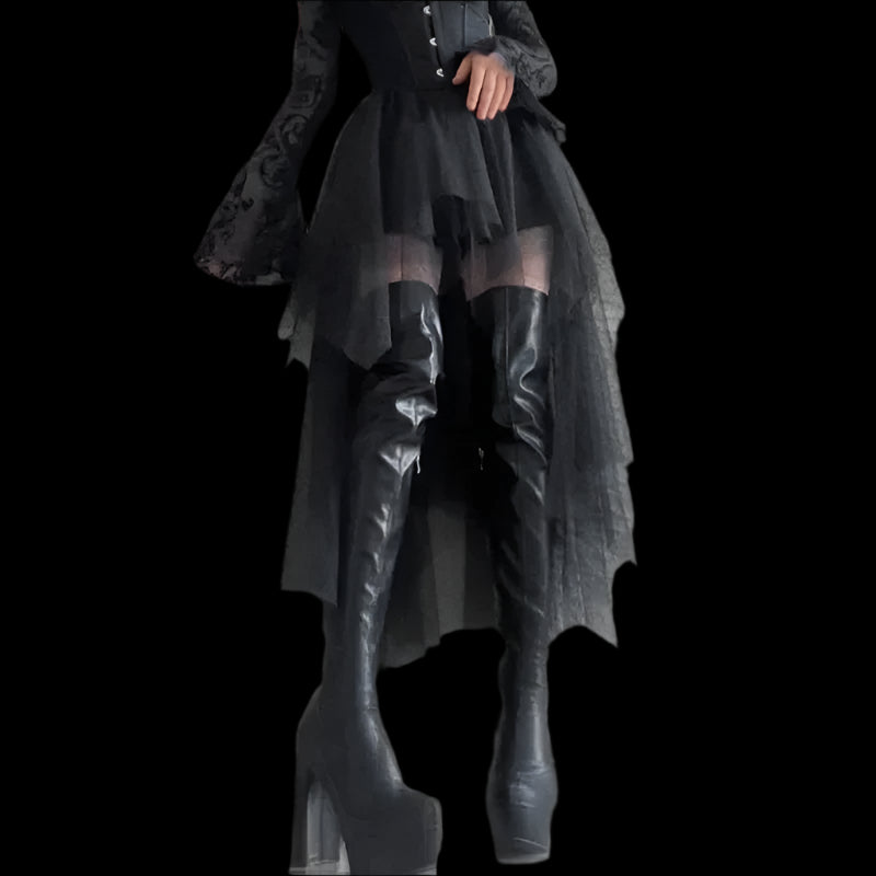 Enchanted Shadows Asymmetrical Gothic Skirt