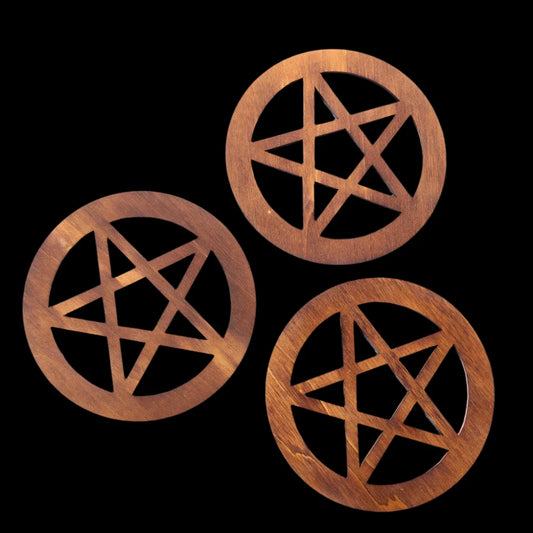 Wooden Pentagram Ornament – Wiccan Altar Decoration