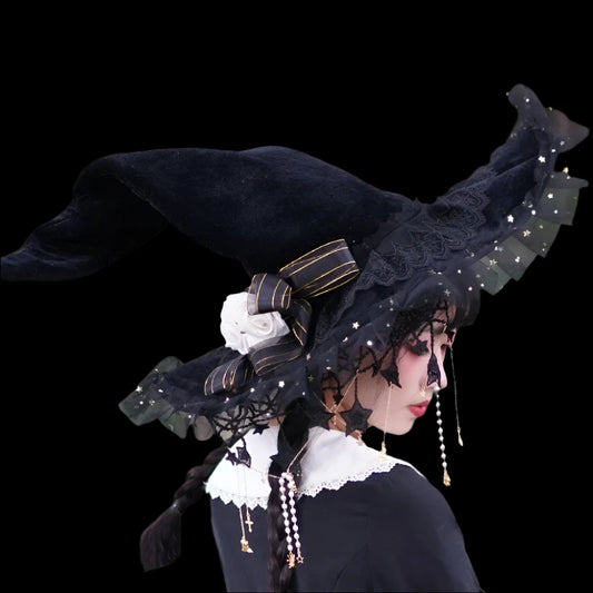 Elegant Gothic Lolita Witch Hat – Spellbinding Accessory for Rituals & Masquerades