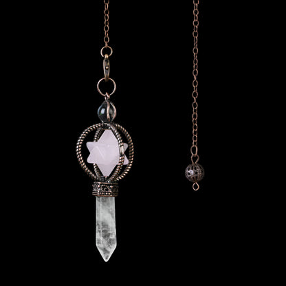 Natural Crystal Pendulum with Copper Chain - Witchy Divination Tool