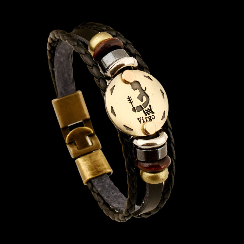 12 Horoscope Leather Bracelet  Zodiac Sign