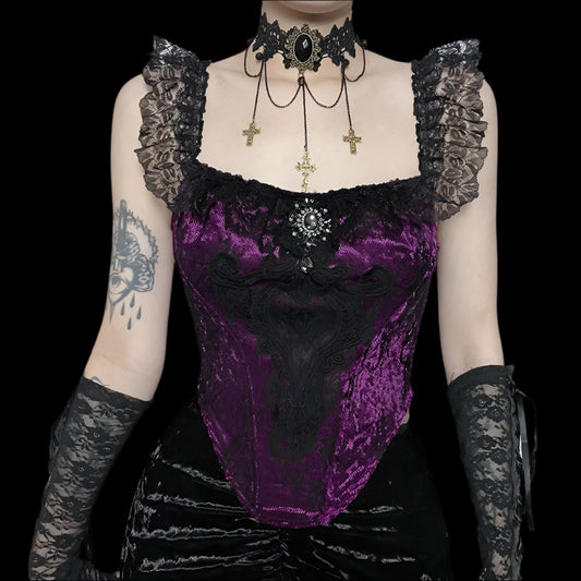 Gothic Velvet Tank Top - Vintage Elegance for Dark Souls