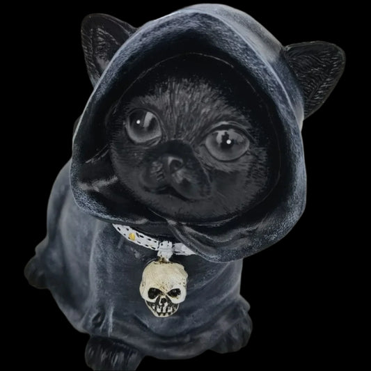 Grim Reaper Kitty Figurine - Spooky Cute Decor