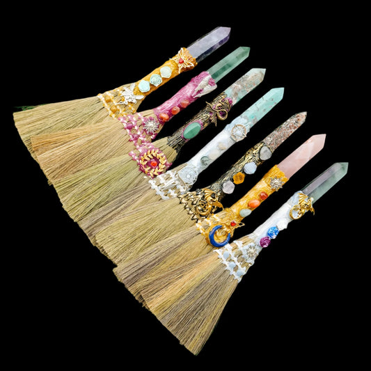 Enchanted Crystal Witch Brooms