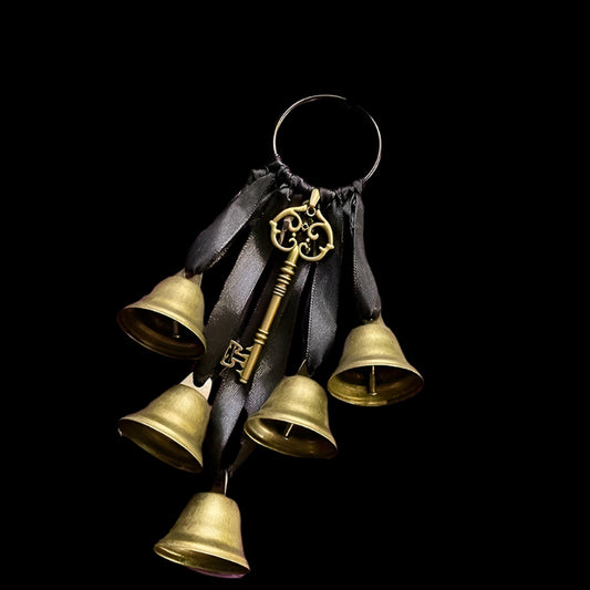 Witch Style Small Bell with Vintage Key | Home Decor & Protection Door Knob Accessory