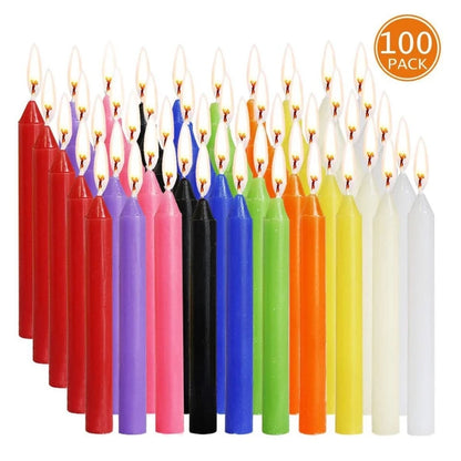 100-Pack Colorful Taper Candles for Rituals, Spells & Home Decor