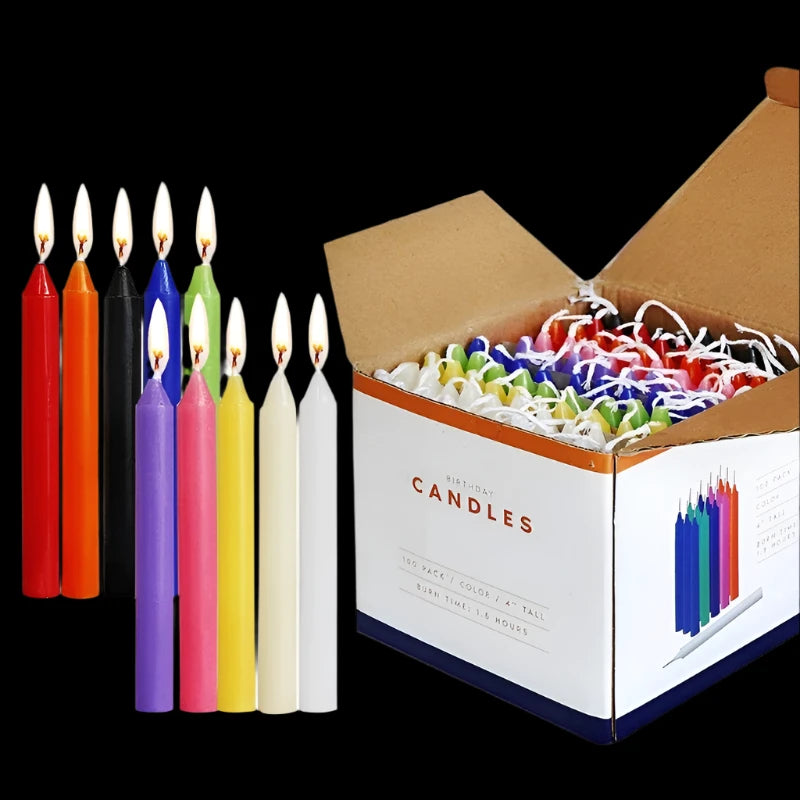 100-Pack Colorful Taper Candles for Rituals, Spells & Home Decor