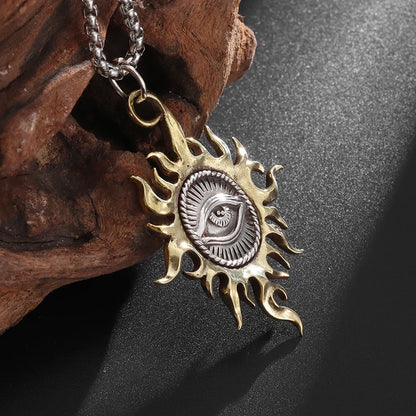 Sun Eye of God Pendant Necklace - All Seeing Eye Amulet