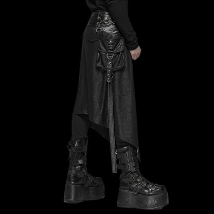 Gothic Men's Half Skirt with Adjustable Buckles and Removable Pockets